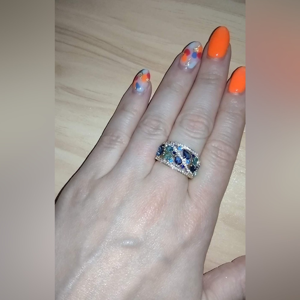 Blu Topaz & Sapphire CZ Goldplate Ring